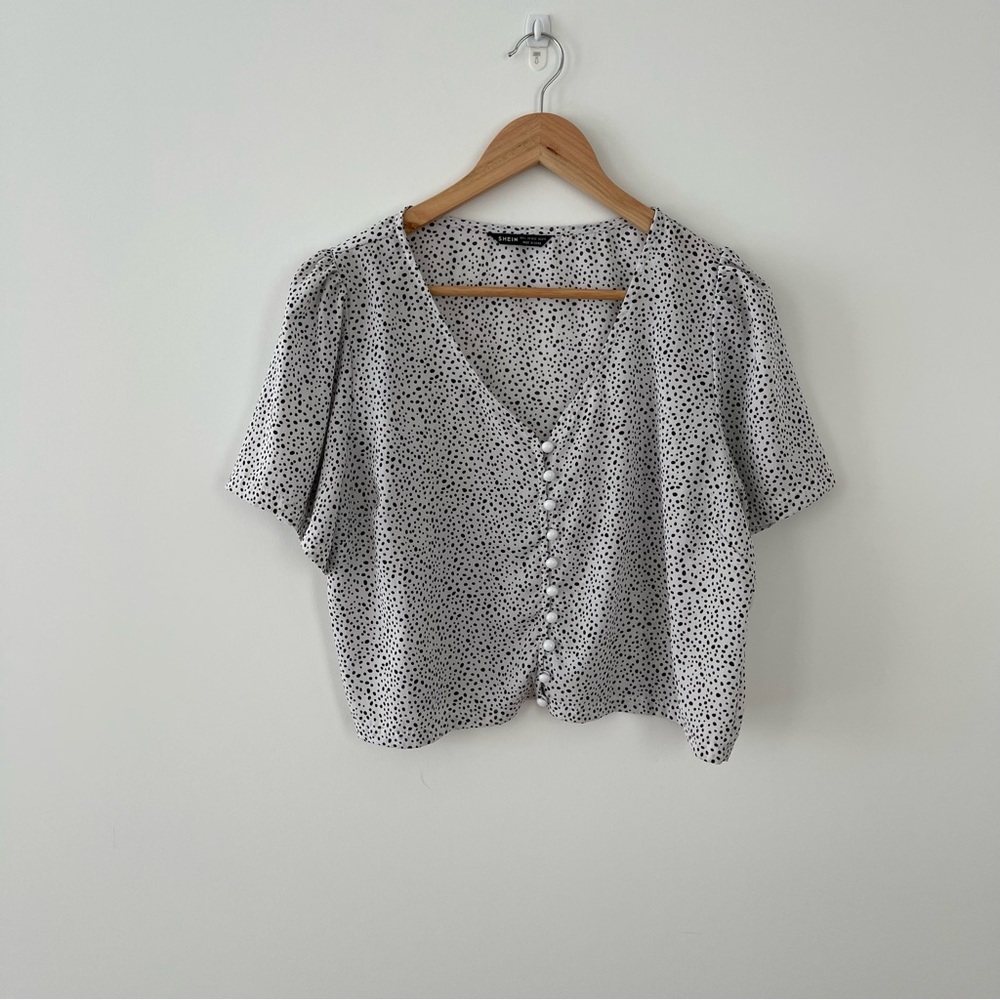 Button Front Cropped Blouse